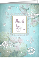 Thank You, Note Card, Blank Inside, Elegance/Flowers/Butterflies, card