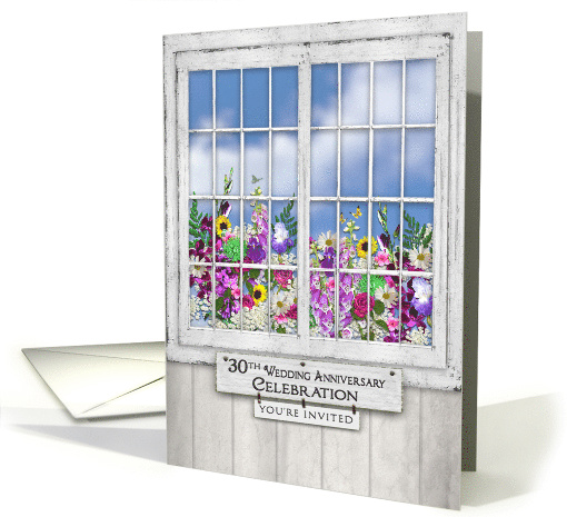 30th Wedding Anniversary,Old Window,View of Flowers... (1561794)