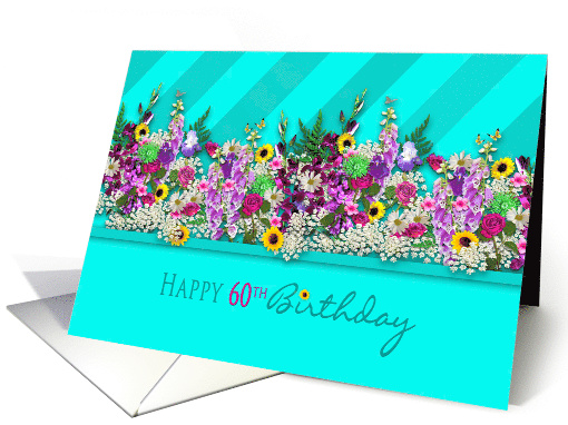 Birthday,60th, Fresh-Cut Country Garden Flowers, Aqua... (1563642)