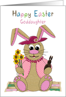 Easter, Goddaughter, Stuffed Bunny Rabbits on Patchwork Quilt card