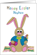 Easter, Nephew, Stuffed Bunny Rabbits on Patchwork Quilt card