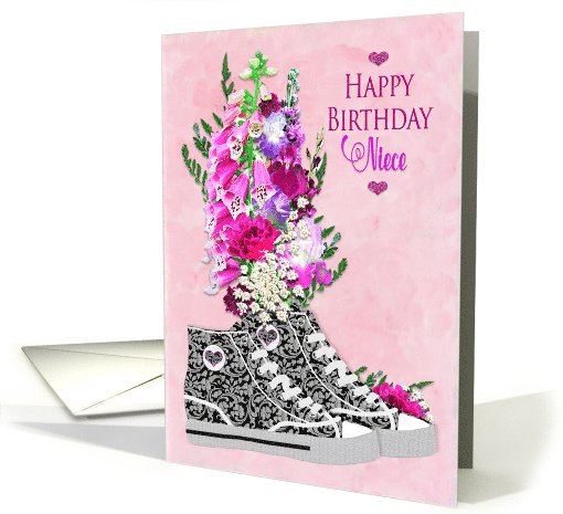 Birthday, Niece, Stylish High-Top Sneakers/Flowers card (1564294)
