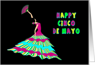 Cinco de Mayo, Colorful Flamenco Dancer, Isolated Black Background card