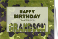 Birthday, Grandson, Army Camouflage, Green Tones card