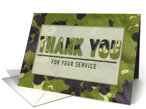 Thank You for Your Service, Army Camouflage, Green Tones card