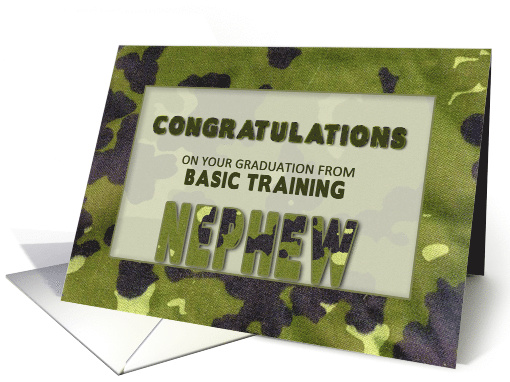 Congratulations, Graduation Basic Training,Nephew, Army Camo card