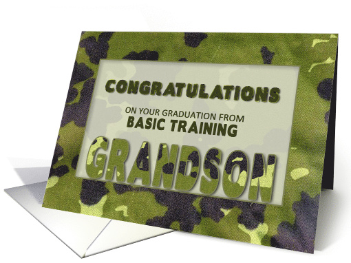 Congratulations, Graduation Basic Training,GRANDSON, Army Camo card