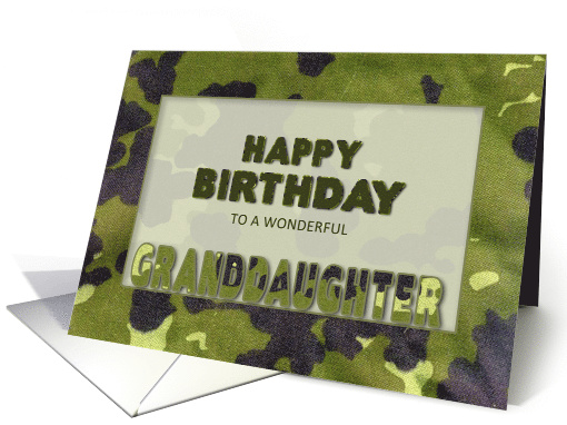 Birthday, Granddaughter, Army Camouflage Background card (1564896)