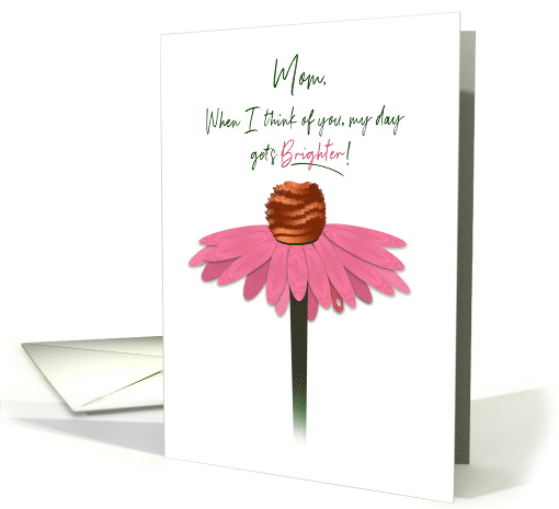 Birthday, Mom, Pink Cone Flower Isolated on White card (1567246)