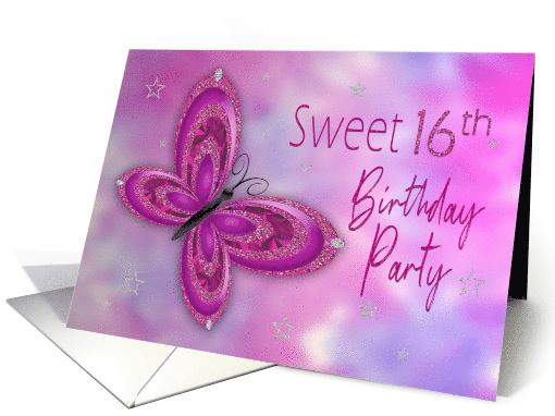 Sweet 16th Birthday Party Invitation, Glitzy Pink,Purple... (1567980)