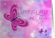 Congratulatons, Graduate, Spread Your Wings & Fly, Purple Butterfly card