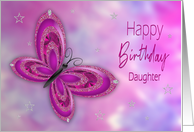 Birthday, Daughter, Purple,pink Glitzy Butterfly card