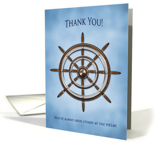 Thank You, Ship's Wheel, Helm, Blue Background, Blank card (1568102)