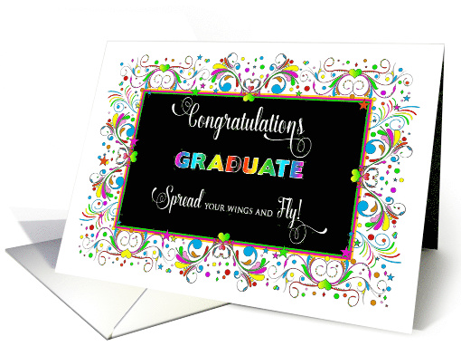 Congratulations Graduate, Spread Your Wings and Fly, Colorful card