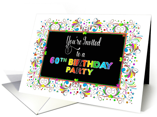 60th Birthday Party Invitation, Bright & Colorful Design card