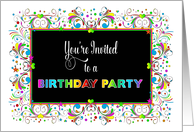 Birthday Party Invitation, Bright & Colorful Design card