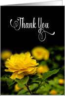 Thank You, Bright Yellow Full Bloom Rose, Blank Inside card