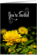 Birthday,You’re Invited, Bright Yellow Full Bloom Rose card