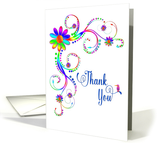 Thank You, Blank, Vivid Colors, Flowers, Tropical Bird card (1570260)
