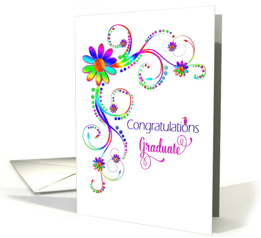 Congratulations, Graduate, Vivid Colors, Flowers, Tropical Bird card