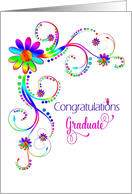 Congratulations, Graduate, Vivid Colors, Flowers, Tropical Bird card