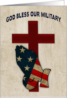 God Bless Our Military, Patriotic, Praying Hands Flag, Cross card