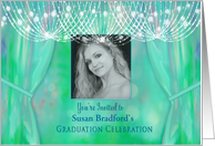 Graduation Invitation, Female, Photo/Name Insert, Chandelier, Drape card