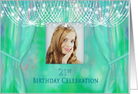 21st Birthday Invitation, Female, Photo Insert, Chandelier, Drape card