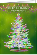 Christmas, To You and Yours, White Tree with Bright Lights card