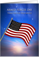 Patriotic USA, Armed Forces Day, American Flag at Twilight card