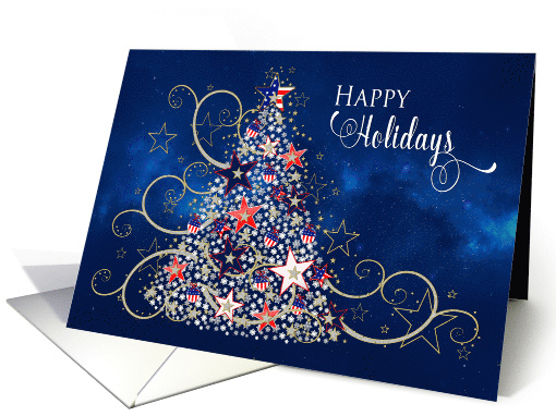 Patriotic Christmas Tree, Happy Holidays, Stars/Stripes... (1576176)
