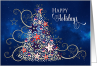 Patriotic Christmas Tree, Happy Holidays, Stars/Stripes Decorations card