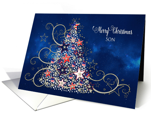 Patriotic Christmas Tree, SON, Stars/Stripes Decorations card
