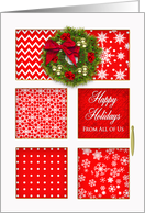 Business From All of Us Happy Holidays Door in Red & White and Wreath card