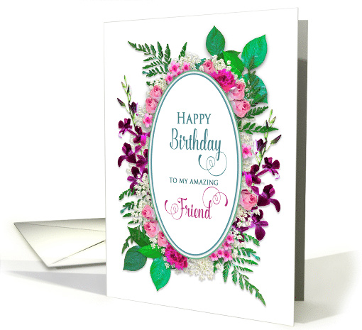 Birthday Friend, Beautiful Pink and Purple Garden Flowers... (1576702)