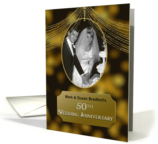 50th Wedding Anniversary Photo Invitation, Gold-look... (1577868)