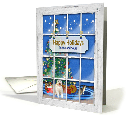 Happy Holidays to You and Yours, Winow Pane View of Inside Home card