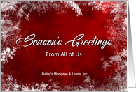 Season’s Greetings,From all of Us, Business, Red, White Snowflakes card
