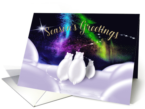 Christmas, Season's Greetings, Polar Bears and Northern Lights card