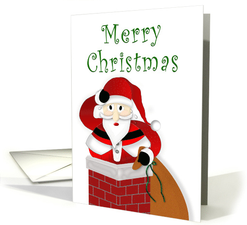 Christmas, Fat Santa Stuck in Chimney card (1587256)