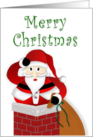 Christmas, Fat Santa Stuck in Chimney card