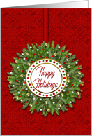 Christmas, Business, Pine Branches Wreath, Faux Jewels card