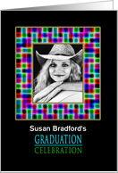 Graduation Party Invitation, Colorful Mosiac Frame, Abstract, Photo, card