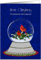 Christmas Red Cardinal Snow Globe, Someone Special card