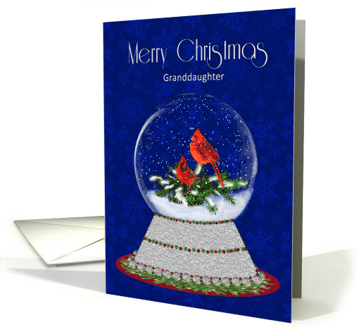 Christmas Red Cardinal Snow Globe, Granddaughter card (1592638)