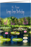 Leap Year Birthday, Lily Pond and Frog card