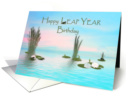 Leap Year Birthday, Lily Pond and Frogs, Twilight card (1596822)