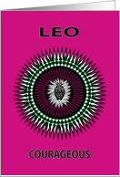 Zodiac Leo and Fierce Lion Isolated on Fuchia Pink Background, Blank card
