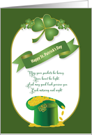 St. Patrick’s Day, Irish Proverb, Clovers, Top Hat Filled With Gold card