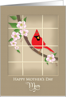 Mother’s Day, Mom, Window View of Red Cardinal on Apple-blossom Branch card